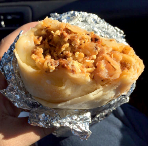 Chorizo beakfast burrito from Melissa's Taqueria.