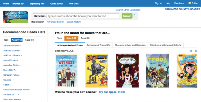 Novelist K-8 site.